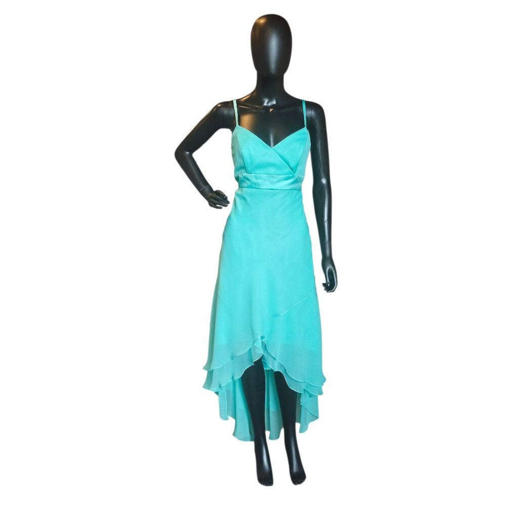 Turquoise Chiffon High-Low Formal Dress - Da Vinci